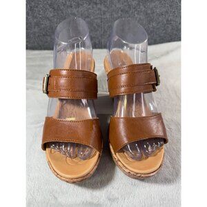 b.o.c. by Born Womens Brown Slide Sandals Wedge Heels Size 8M